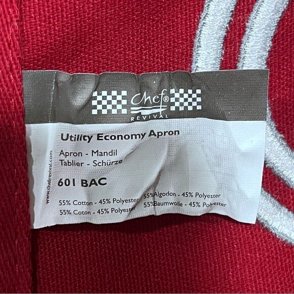 BARISTA EMBROIDERED LOGO APRON SIDE POCKET RED OS - Picture 7 of 10